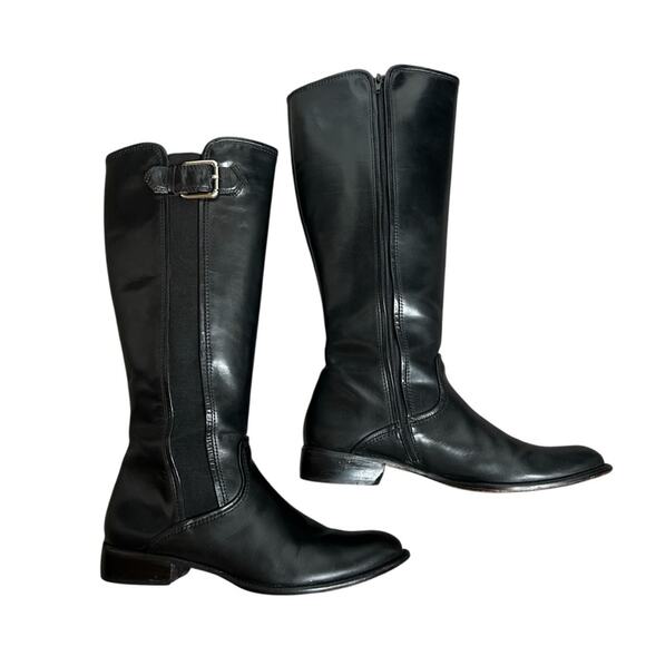 Corso Como Syracuse Boots Size 8.5 Italian Black Leather Extendable Calf - Picture 2 of 13